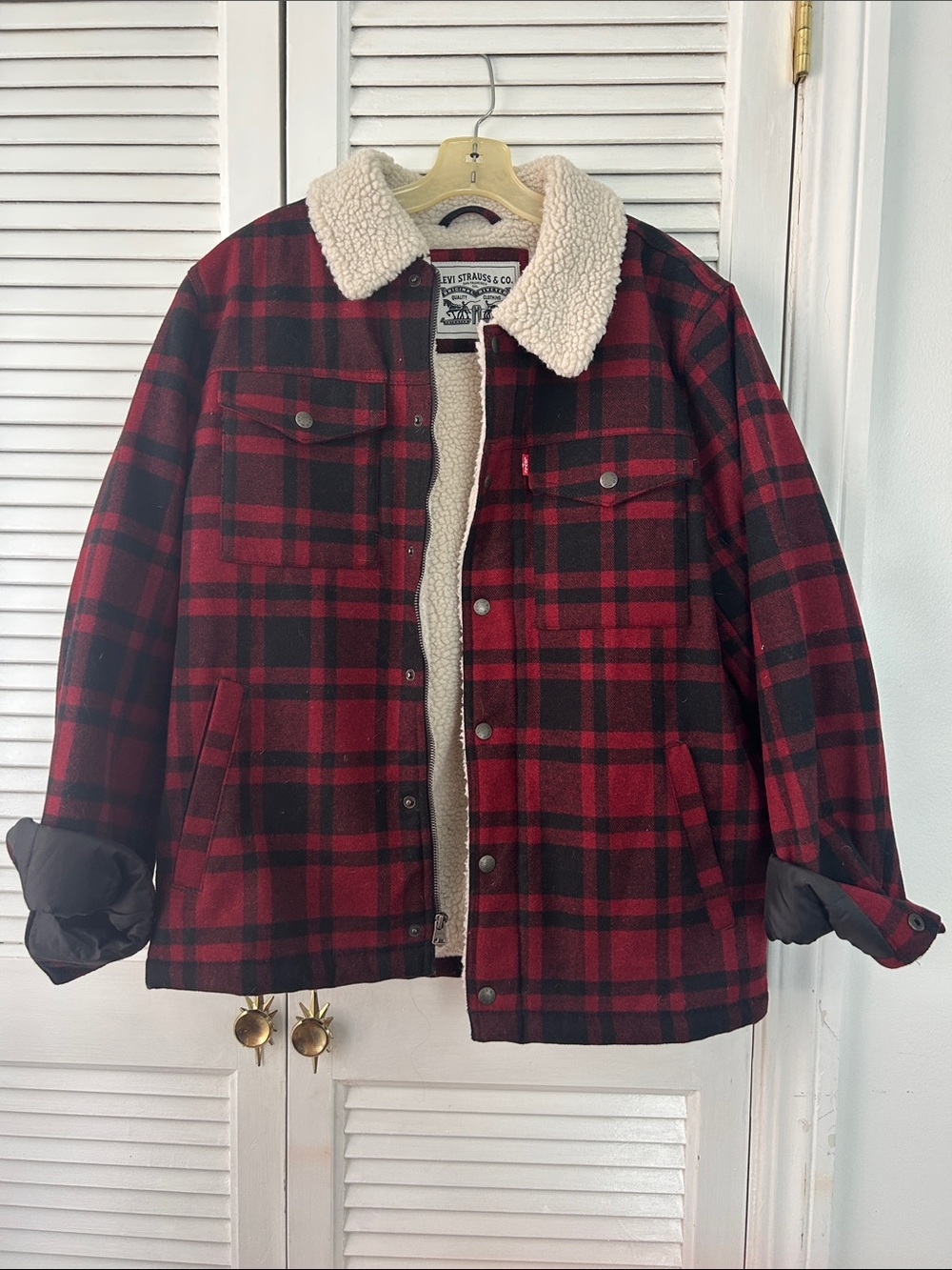 Levi's Red & Black Plaid Sherpa-Lined Field Jacket